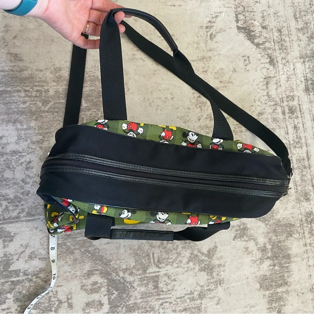 Mickey Mouse Walt Disney Green Canvas Large Tote Diaper Bag Purse Travel - Picture 7 of 12